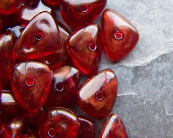Chip Bead, Nugget Bead, Lucite Bead, Vintage Bead, Shimmer, Red Beads, Boho Bead, 50 Beads