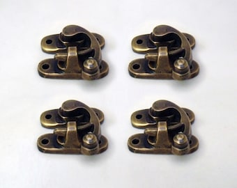 Lot of 4 pcs Solid Brass Vintage Locking BOX Hook LATCH Lock Q008