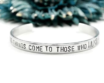 Good Things Come To Those Who Hustle Bracelet | Hand Stamped Jewelry | Stay Humble Hustle Hard | Girl Boss | Boss Lady