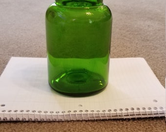 Vintage Forest Green Apothecary Glass Jar Storage Jar Made in Belgium Emerald Green