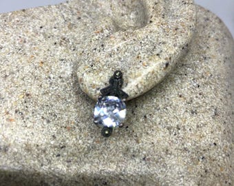 Real Clear Crystal Cubic Zirconia Marcasite 925 Sterling Silver dangle earrings