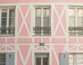 Paris Photography, Paris Print, Paris Decor, Pink house on romantic Rue Cremiuex