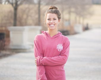 Monogram Comfort Colors Hooded Long Sleeve