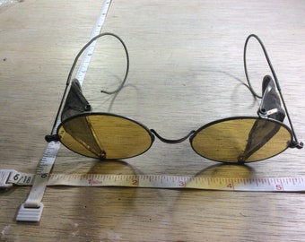 Vintage Old Safety Glasses Amber Lenses Used