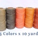 Macrame Waxed Cord - Waxed Polyester Thread - Set of 5 Colors - 10 yards each - SUNRISE
