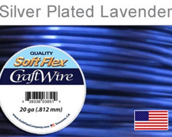 20 Gauge Lavender Silver Plated Wire, Soft Flex, Tarnish Resistant, Round, Supplies, Findings, Craft Wire