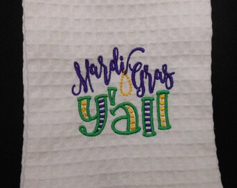 Mardi Gras Y'all Hand Towel