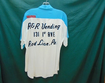 1950-60's Two tone Vintage Bowling Shirt RAYON gabardine Chest size 46 inches
