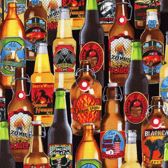 Beer Bottles Timeless Treasures Cotton Fabric C5123 Multi By