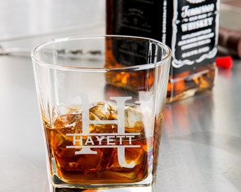 Personalized whiskey glass, Engraved whiskey glasses / Engraved Rocks Glass 9.25 oz. Custom whiskey glass, Personalized whiskey glasses