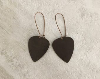 Brass Guitar Pick Earrings
