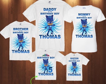 Personalized Pj Masks Birthday Shirt Add Name & AGE,P J Masks Custom Shirt, Catboy Birthday Shirt,D049