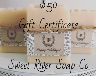 50 Dollar Gift Certificate, Sweet River Soap Co
