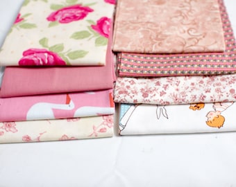 8 fat quarters with pink in common