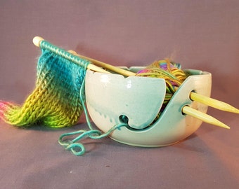 Yarn Bowl, Handmade Ceramic Yarn Bowl, Pottery Yarn Bowl, Blue Yarn Bowl, Knitting