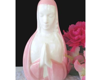 Pink Madonna Figurine * Virgin Mary Figure * Vintage Catholic * Vintage Religion