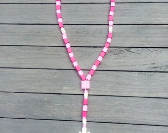 Catholic Lego Rosary Beads - Pink - Kids First Communion Gift
