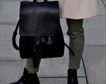 Leather backpack black backpack office backpack classic backpack woman backpack city backpack handmade bag travel backpack mini backpack