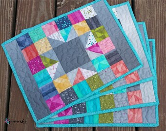Gray Ombre Placemats - Fabric Placemats - Summer Placemats - Quilted Placemats - Modern Table Decor - Modern Placemats - Table Mats