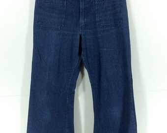 On sale 30% Vintage Mens Utility Pants /Vintage Military Work Trousers /80s /Army Trousers Mens /Army Pants Bootcut Bell Bottom /Work Wear S