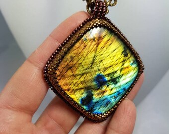Bead embroidery handmade necklace "Mistery necklace"