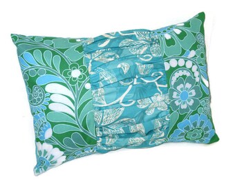 Turquoise Green White Decorative Ruched Pillow