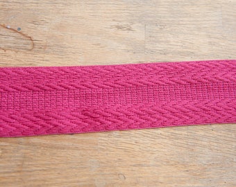 3 yards of Pink Vintage Trim - 80s New Old Stock Woven Fuchsia Geometric