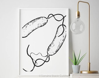 Bacillus 8, science print, biology print, science, science art, art print, science gift, microbiology, bacteria, bacteria print, biology art