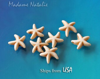 White Turquoise Starfish Beads 14 x 14mm, Imitation Turquoise Beads, Cream Stone Starfish Beads, Starfish Beads Strand 16" (40pc)