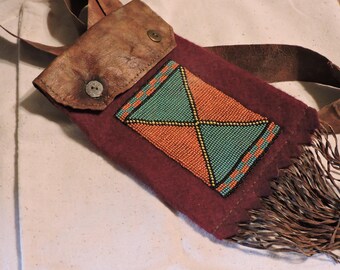 Native American - Beaded Medicine Bag - Museum Quality Reproduction