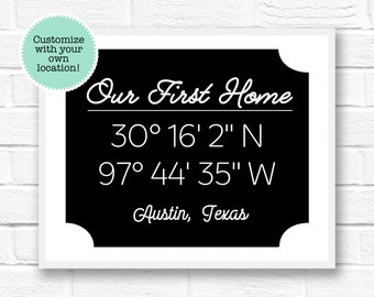 Latitude Longitude Printable Signs Our First Home Custom Coordinates Print Latitude Longitude Printable Signs Our First Home Custom Coordinates Print
