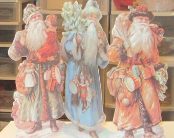 11 New Victorian large embossed die cut father Christmas Santa Claus stand up greeting card with envelope great for display crafts ornaments