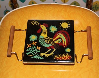 Rooster Trivet // Vintage Tile Rooster Trivet // 1960s Rooster Trivet // Kitchen Trivet // Hot Plate