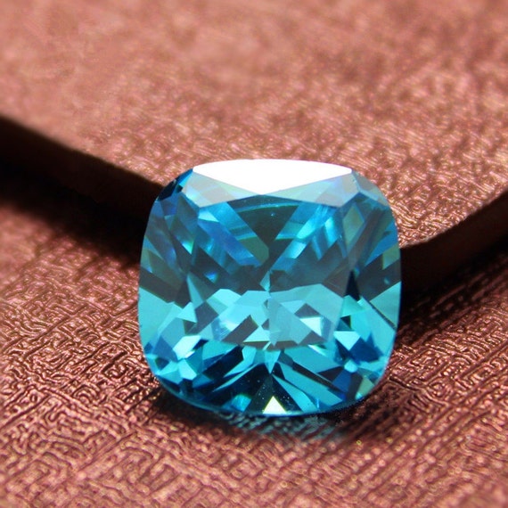 Aquamarine Square Faceted Gemstone Cushion Cut Aquamarine Gem