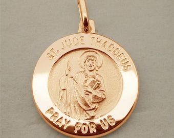 St Jude Thaddeus Rose Gold Pendant or Necklace - Patron Saint of Lost Causes Hospital Workers - Personalised Religious Jewellery for Women