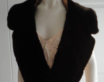 80s Brown Faux Beaver Fur Collar