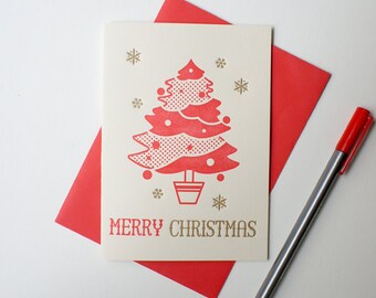 Merry Christmas letterpress greeting card