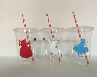 Alice in wonderland party cups, Alice Party, Tea Party, Alice in Wonderland Birthday Party Cups, Alice in Wonderland favors