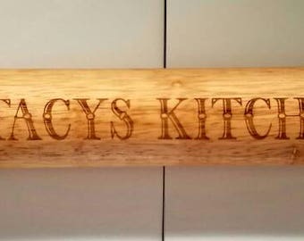 Personalized Laser Engraved wood rolling pin Whisk Chef Hat Kitchen Gift