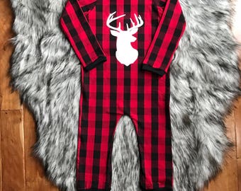 Baby Romper / Toddler Romper / Unisex Romper / Christmas outfit / First Christmas outfit / Buffalo Plaid Romper / Lumbar Jack Birthday