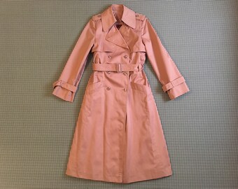 1980's, belted, raincoat/trench coat, in mauve, Women's size Medium