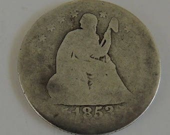 1853 Seated Liberty Silver Quarter Pre Civil War Coin, FREE Shipping