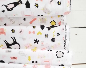 Meow - Meow Main(White Background) - Jen Allyson of My Mind's Eye - Riley Blake Designs