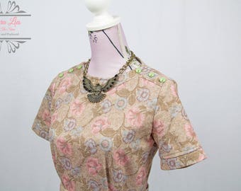 Vintage 60s Floral Wiggle Dress Size S
