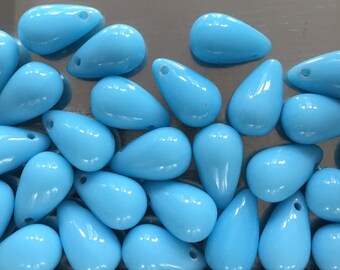 50 pcs. Drops opaque Blue, 6 x 9 mm