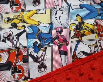 Power Rangers Minky Blanket / Choose Color & Size / Handmade Baby Toddler Child Shower Gift / Gender Neutral Boy or Girl