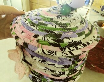 coiled fabric rope covered urn
