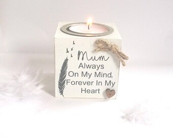 Handmade Wooden Memorial Candle Holder , sympathy gift, your wings were ready but my heart was not, someone in heaven keepsake
