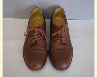 Vintage 40s brown leather shoes 36