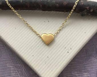 Tiny floating heart necklace, 18kt gold vermeil, bridesmaid, maid matron of honor sister gift, everyday minimalist jewelry N400G